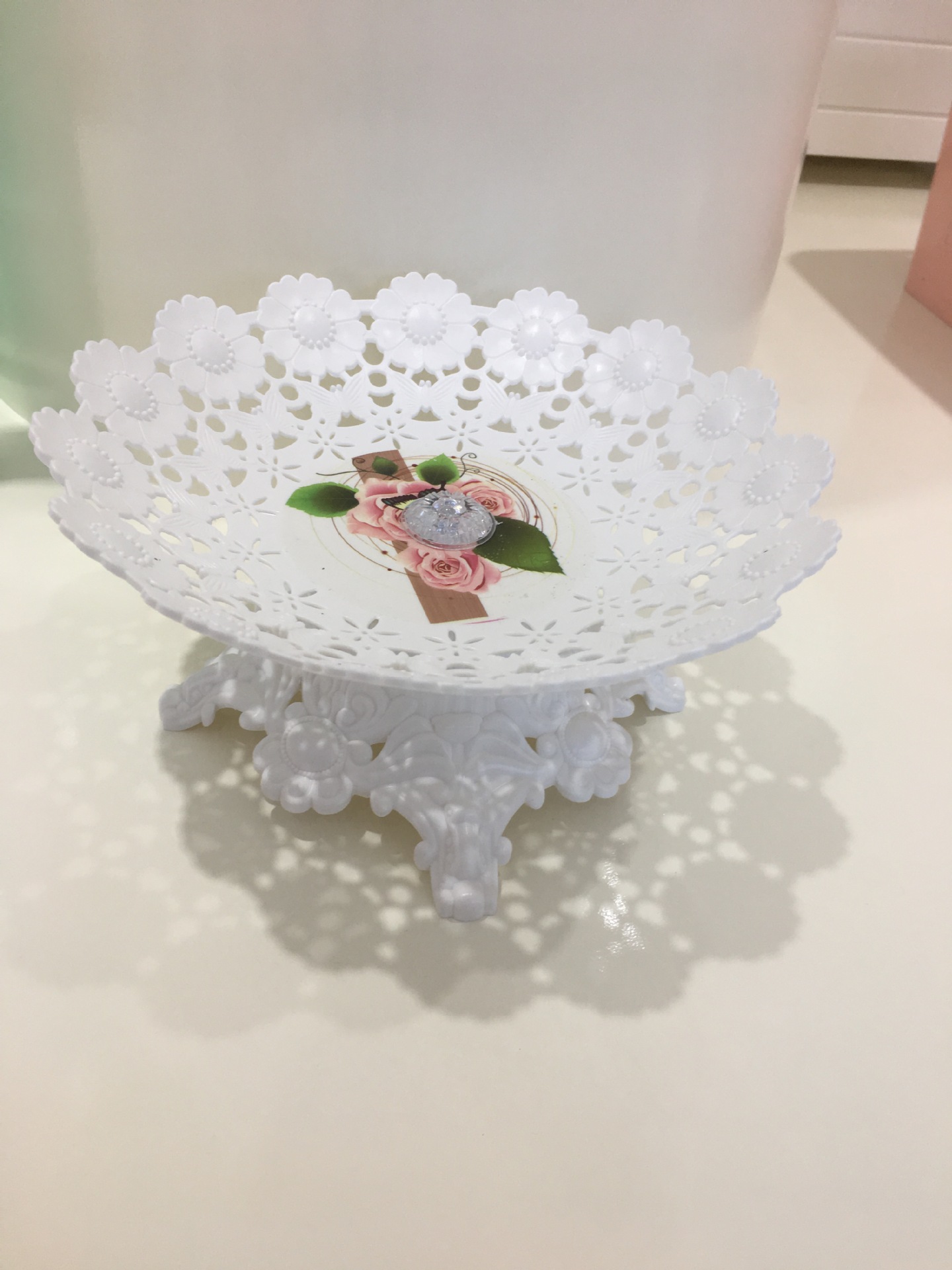 Plastic multi-layer fruit cake tray colored glaze afternoon tea lace skewer continental fruit tray cake stand