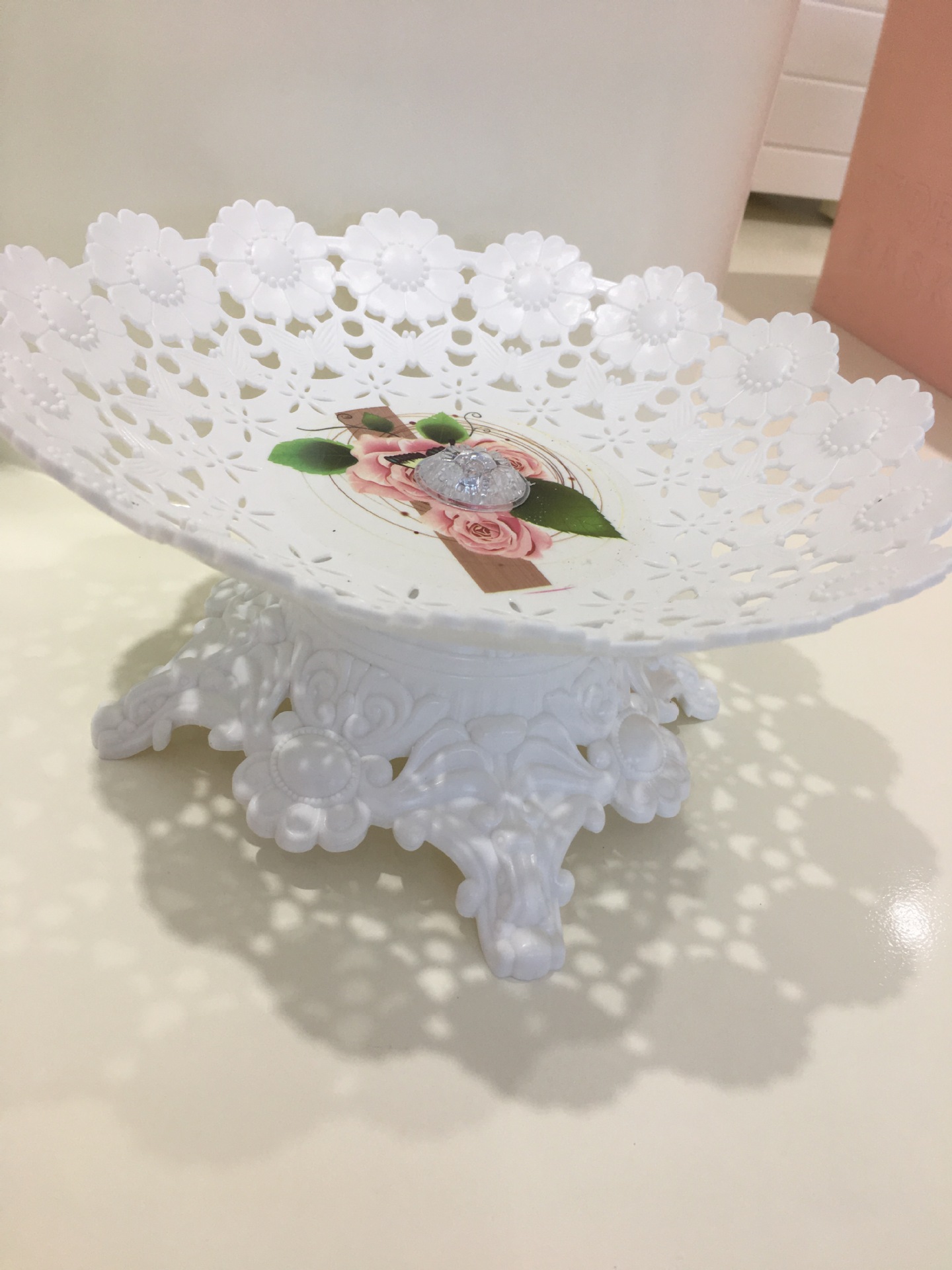 Plastic multi-layer fruit cake tray colored glaze afternoon tea lace skewer continental fruit tray cake stand