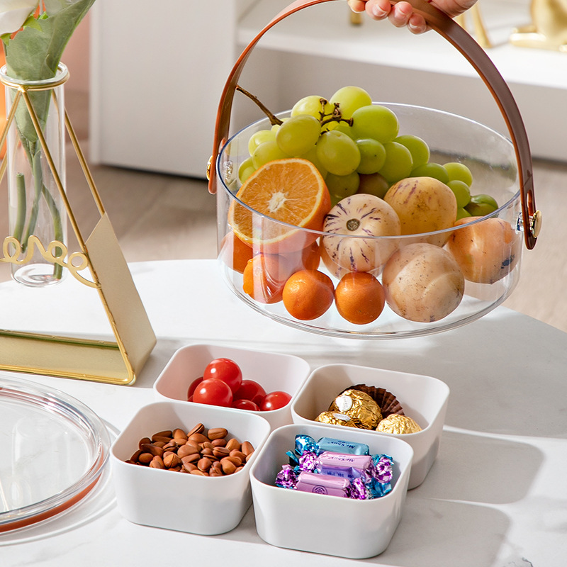 Light Luxury Fruit Plate Household 2021 New Household Living Room Coffee Table Candy Box Snack Box Sealed Dried Fruit Tray Storage Box
