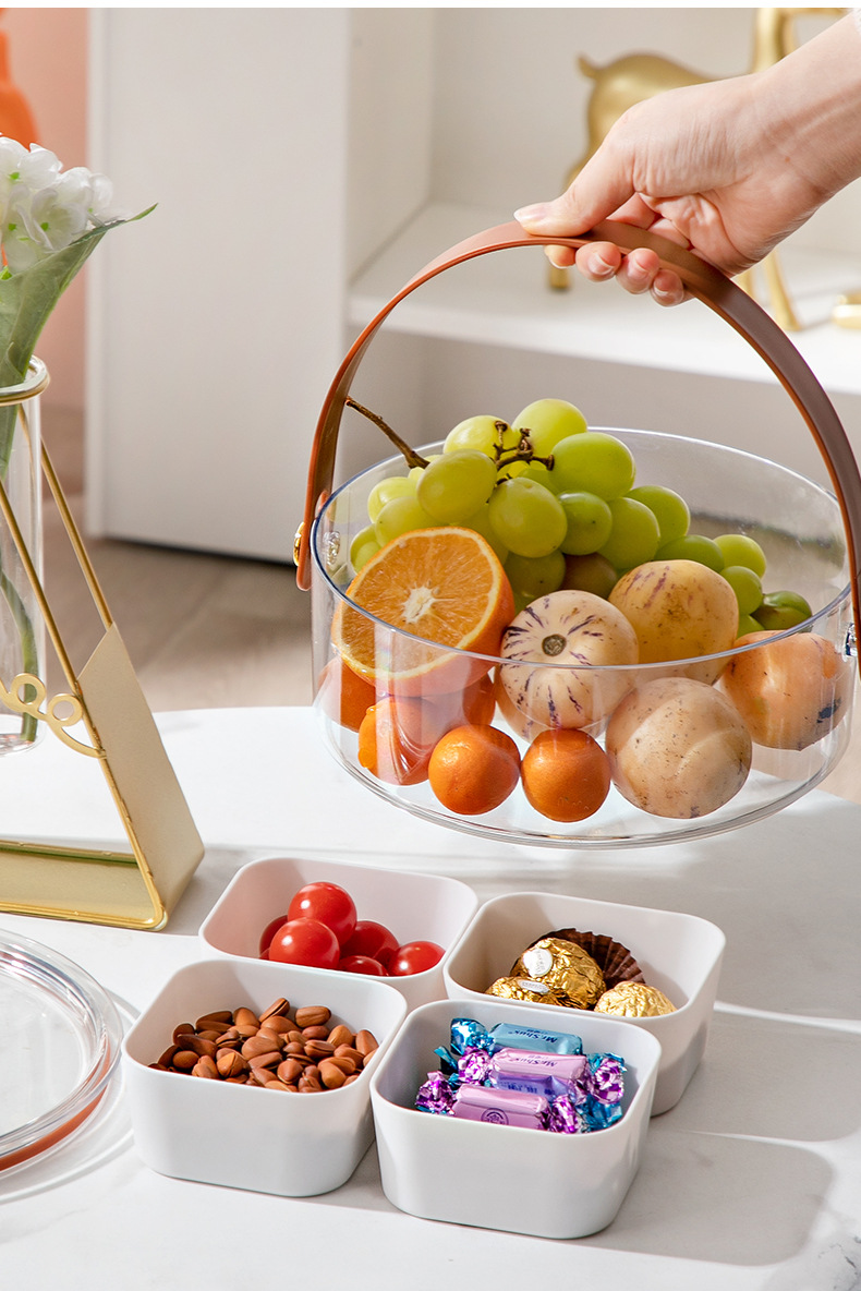 Light Luxury Fruit Plate Household 2021 New Household Living Room Coffee Table Candy Box Snack Box Sealed Dried Fruit Tray Storage Box