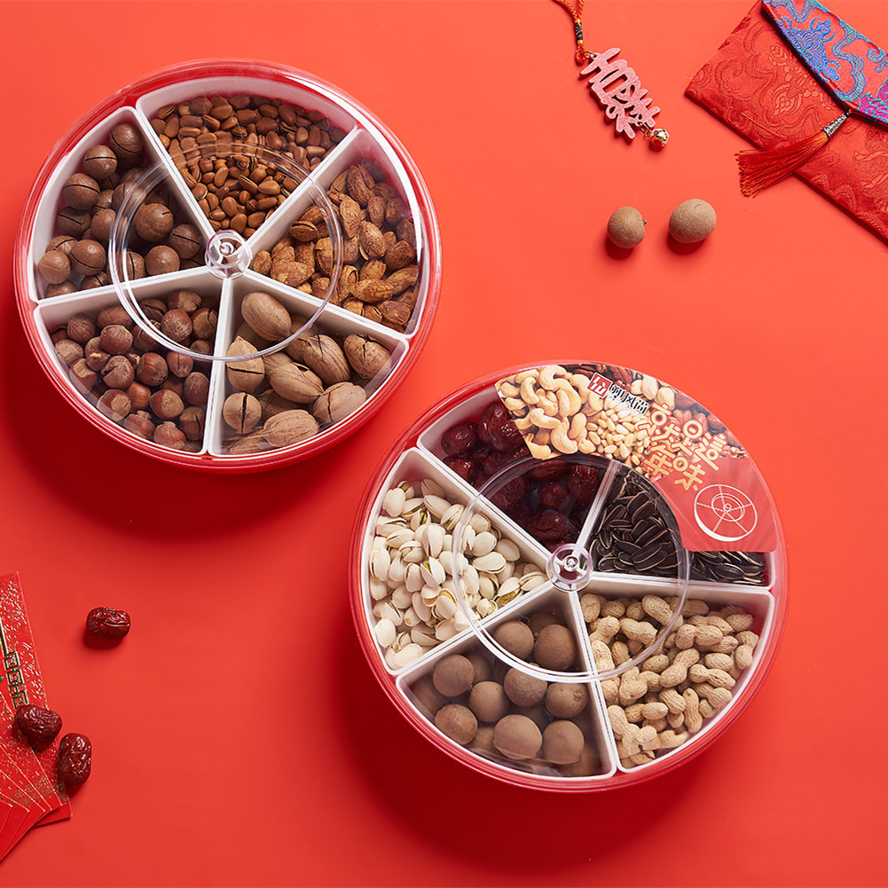 Creative Wedding Home Compartment round Candy Box Living Room Plastic Dried Fruit Tray Melon Seeds and Fruit Plate