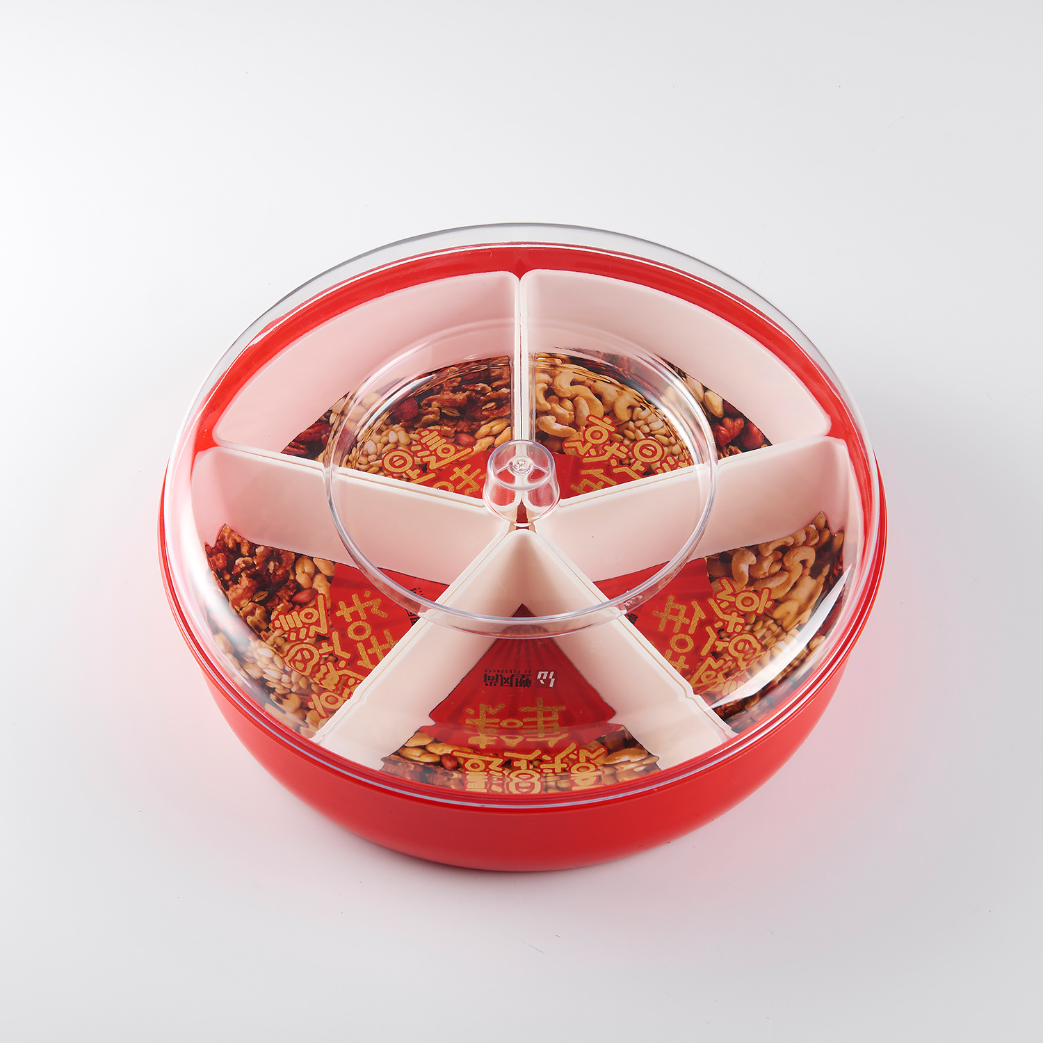 Creative Wedding Home Compartment round Candy Box Living Room Plastic Dried Fruit Tray Melon Seeds and Fruit Plate
