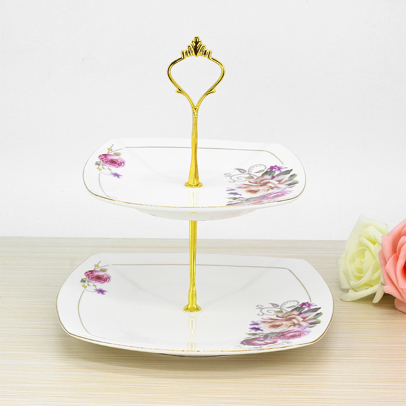 Guo tong ceramic new style of gold and European style with double fruit tray