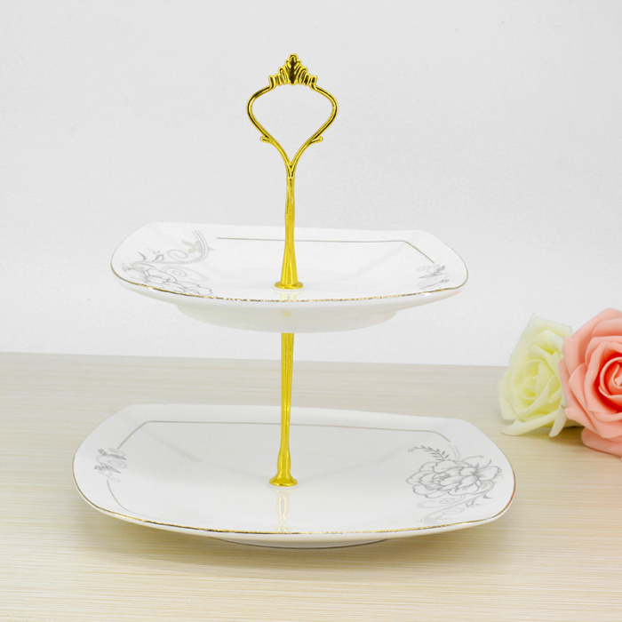 Guo tong ceramic new style of gold and European style with double fruit tray