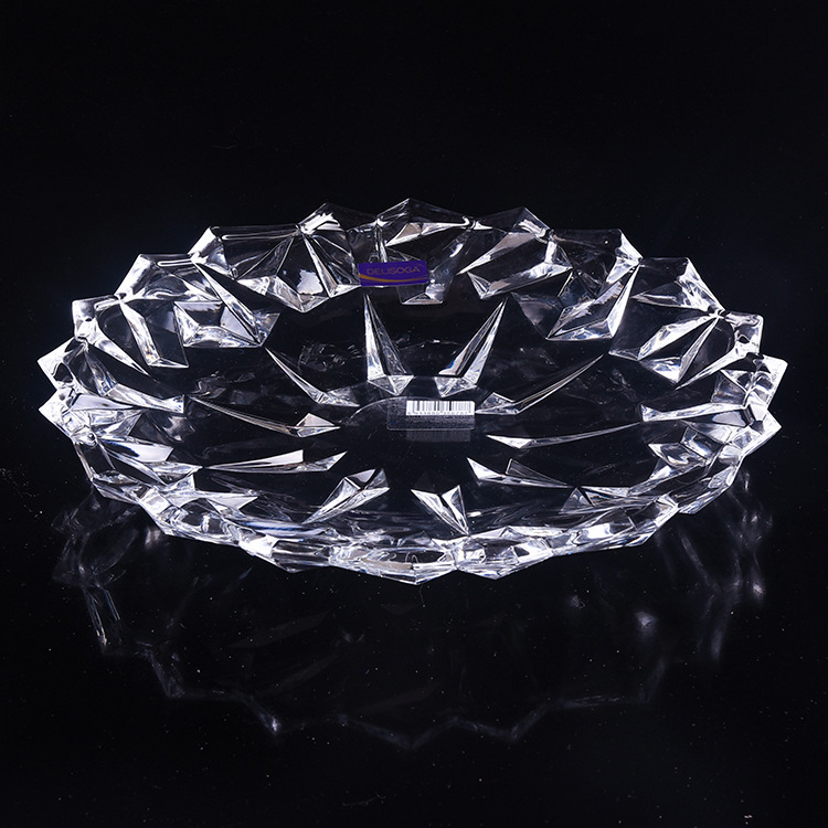 New Transparent Crystal Glass Fruit Plate Glass Fruit Dish Home Office Dried Fruit Tray Plate Dish