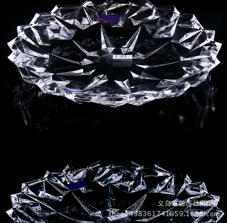 New Transparent Crystal Glass Fruit Plate Glass Fruit Dish Home Office Dried Fruit Tray Plate Dish