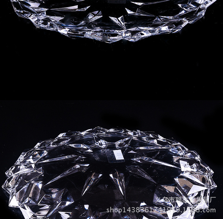 New Transparent Crystal Glass Fruit Plate Glass Fruit Dish Home Office Dried Fruit Tray Plate Dish