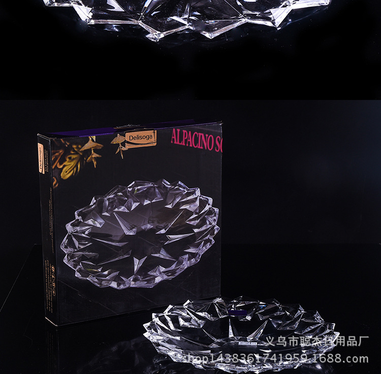 New Transparent Crystal Glass Fruit Plate Glass Fruit Dish Home Office Dried Fruit Tray Plate Dish