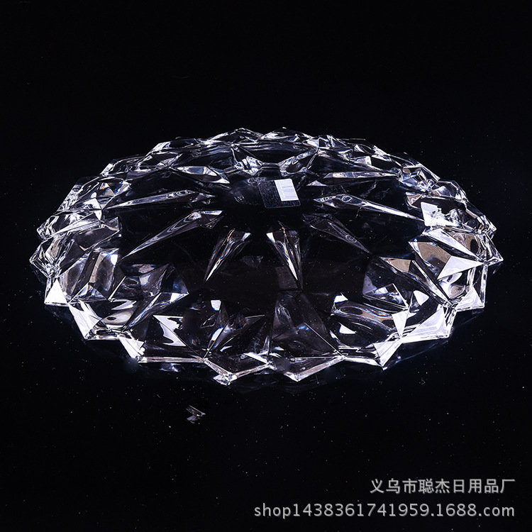 New Transparent Crystal Glass Fruit Plate Glass Fruit Dish Home Office Dried Fruit Tray Plate Dish