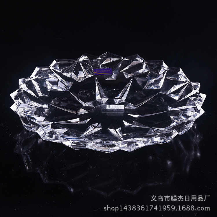 New Transparent Crystal Glass Fruit Plate Glass Fruit Dish Home Office Dried Fruit Tray Plate Dish
