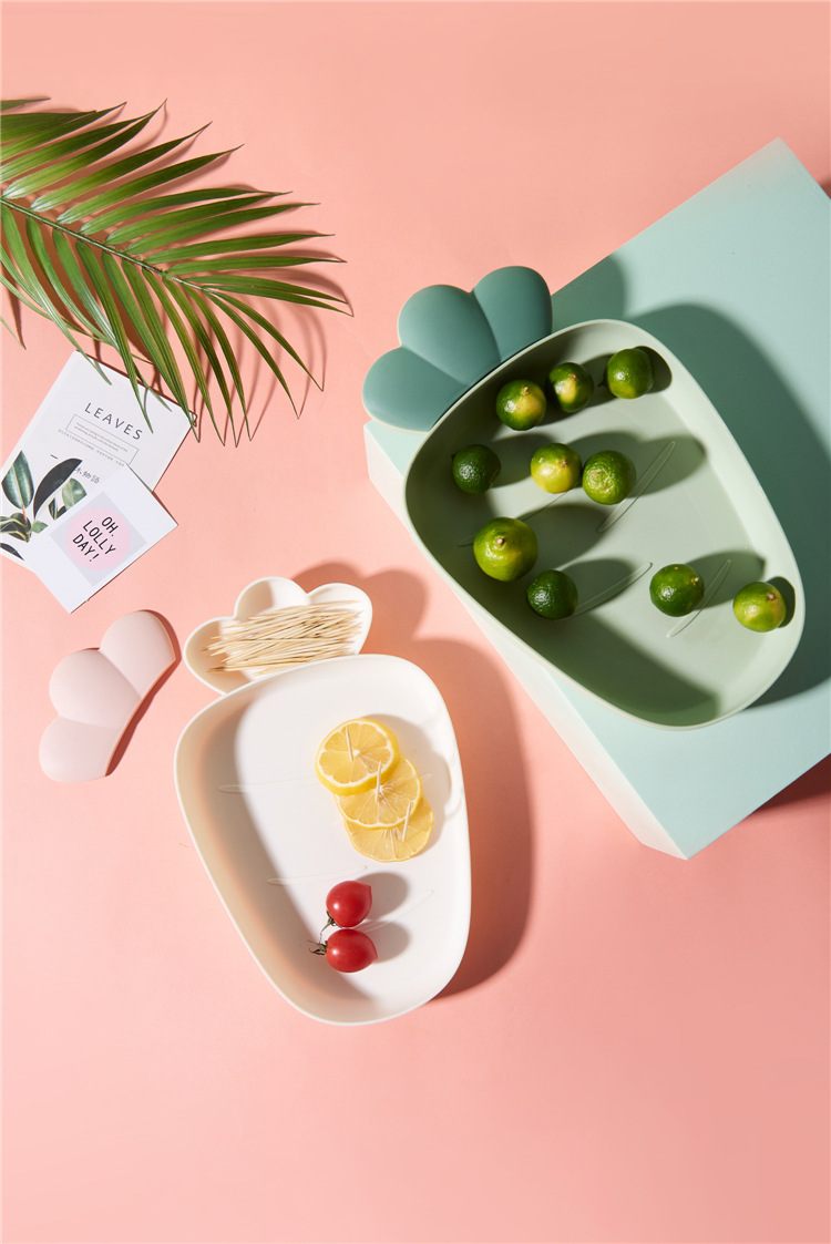 Cute Radish Plastic Tray Nordic Style Home Modern Living Room Fruit Tray Creative Snacks Dessert Cake Dried Fruit Tray
