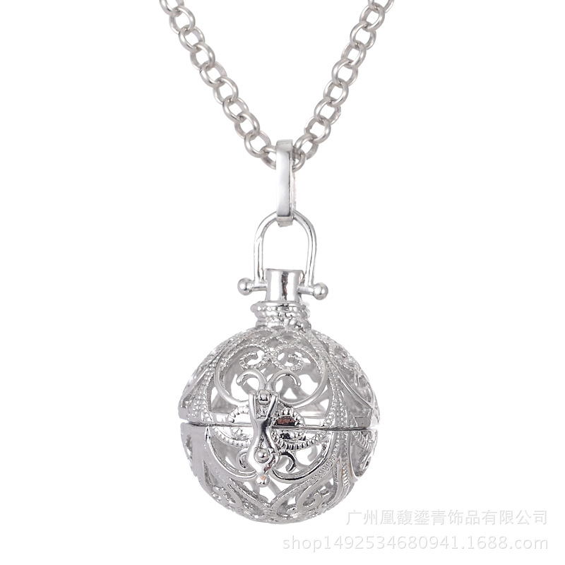 Factory direct sale lady jingyin ball refined oil bottle hollow - out five pointed star magic box aroma phase box sweater necklace pendant