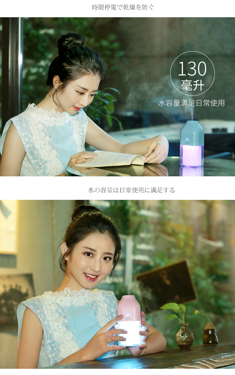 Mini USB can measure bottle humidifier 7 color night lamp battery car desktop air purification aroma machine.