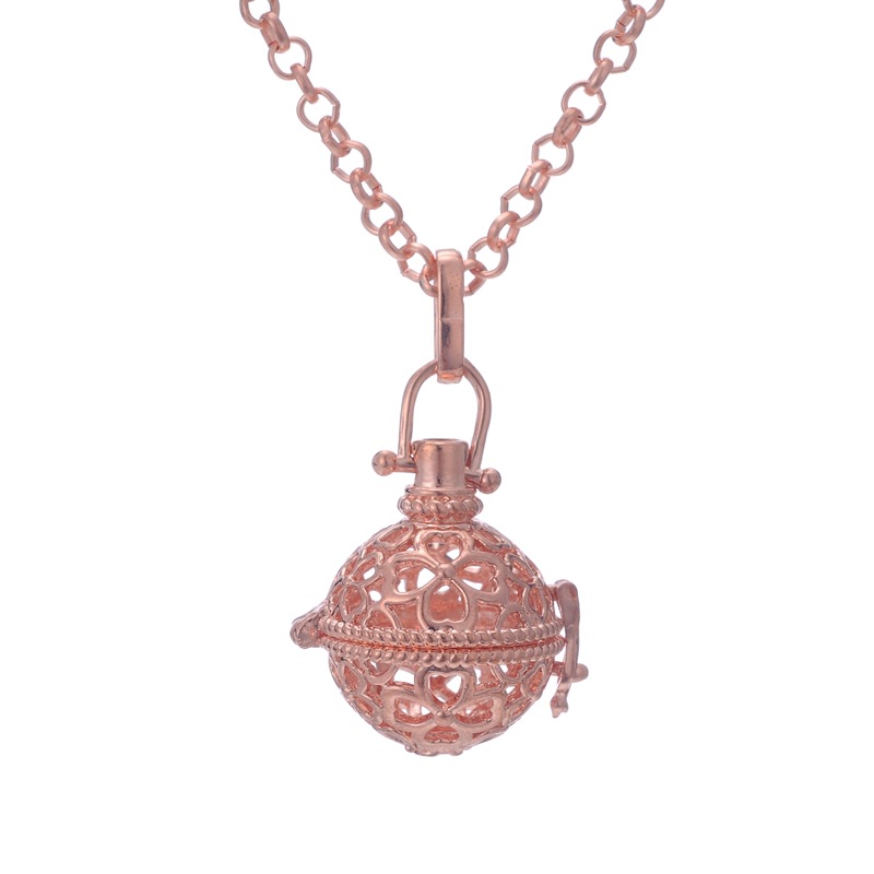 DIY lady pregnant woman harp ball essence oil bottle clover holhold-out magic box aroma phase box sweater necklace pendant lock