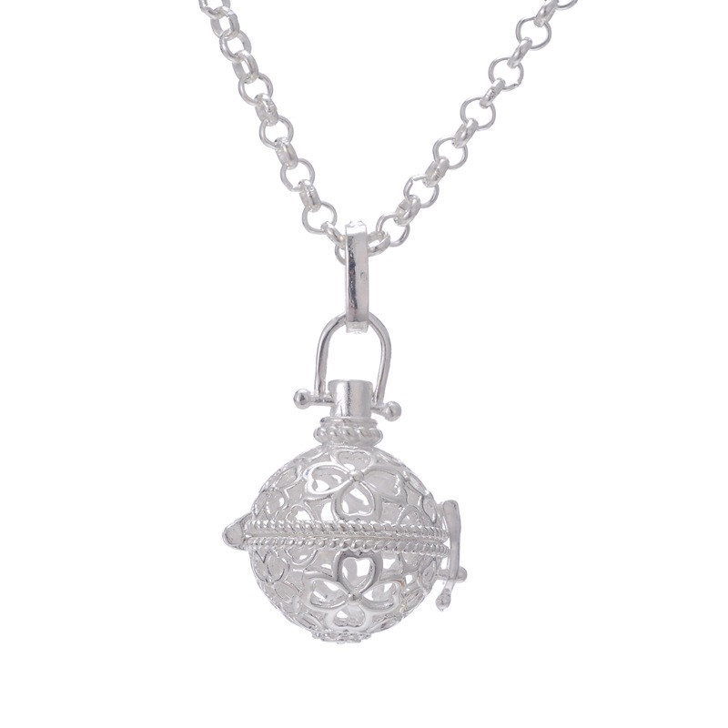 DIY lady pregnant woman harp ball essence oil bottle clover holhold-out magic box aroma phase box sweater necklace pendant lock