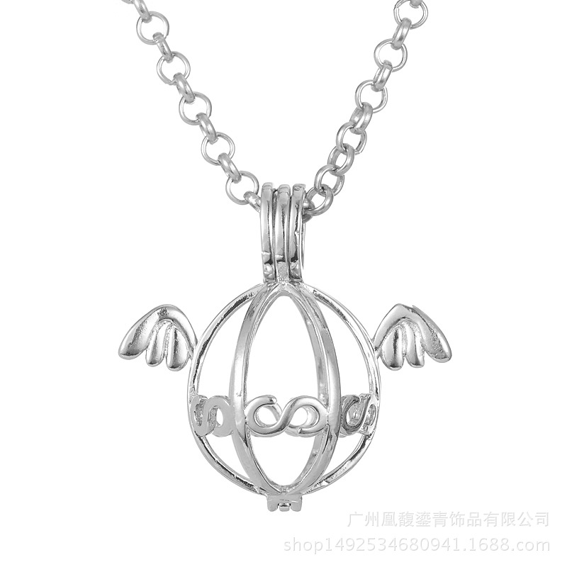 Getting pregnant woman harp ball refined oil bottle hollowed out pearl purse wing magic box aroma&amp;fragrance phase box sweater necklace pendant