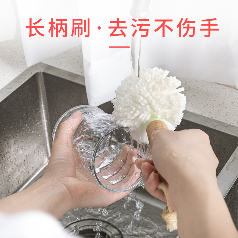 Bamboo Foam Cleaning Cup Brush long handle Thermo-Cup Brush high-end Bamboo manufacturers Direct Spot Foam bottle Brush