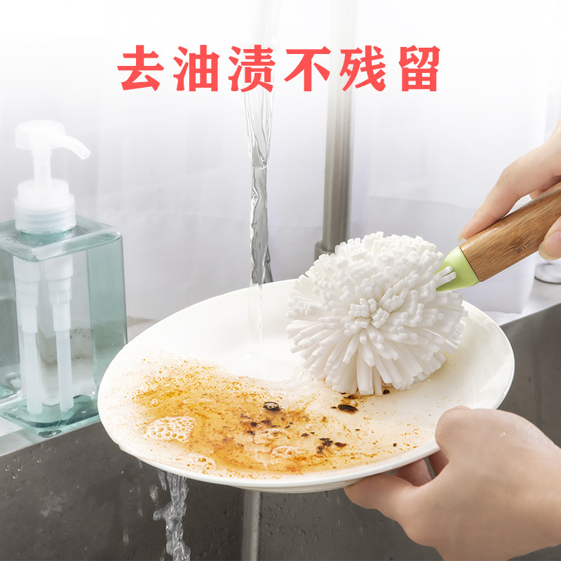 Bamboo Foam Cleaning Cup Brush long handle Thermo-Cup Brush high-end Bamboo manufacturers Direct Spot Foam bottle Brush