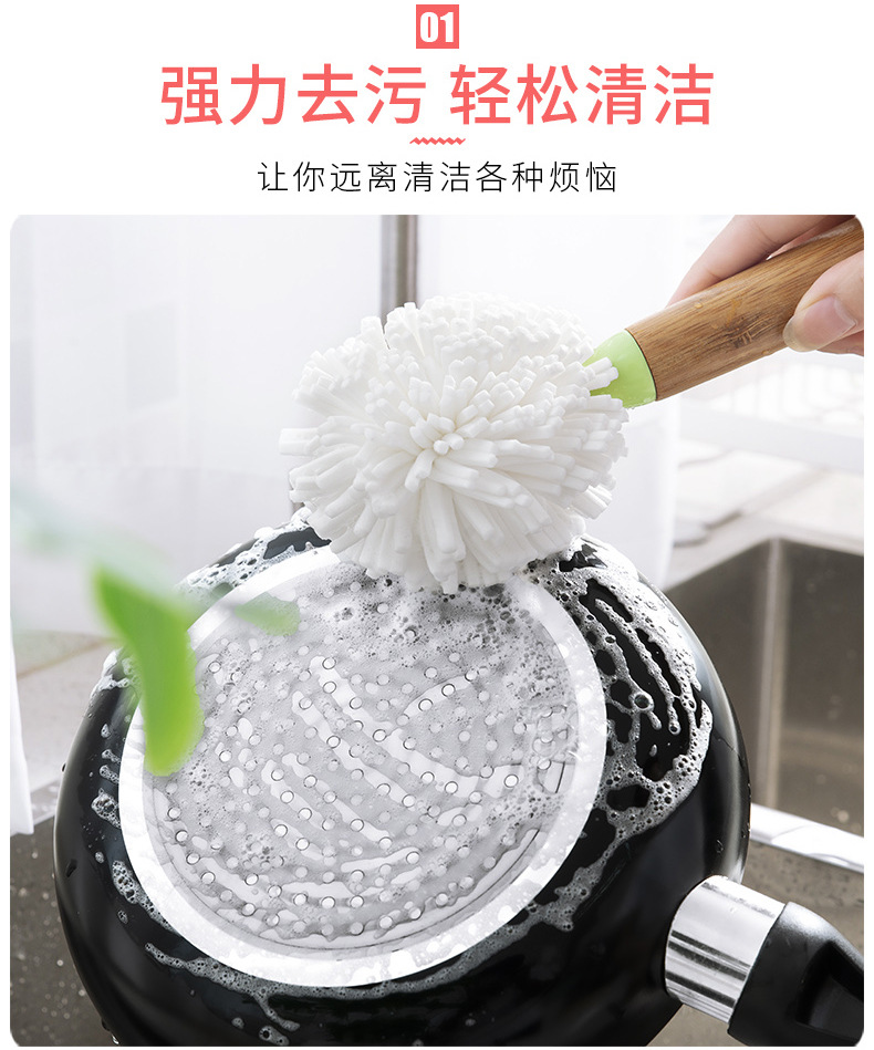 Bamboo Foam Cleaning Cup Brush long handle Thermo-Cup Brush high-end Bamboo manufacturers Direct Spot Foam bottle Brush