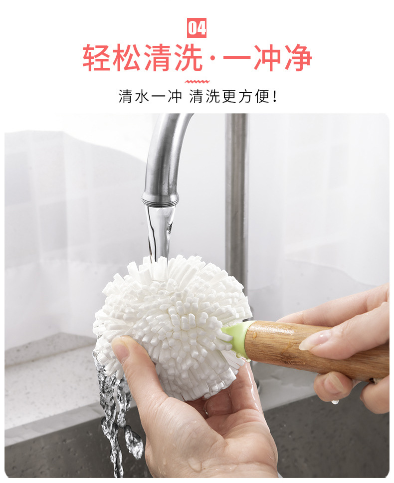 Bamboo Foam Cleaning Cup Brush long handle Thermo-Cup Brush high-end Bamboo manufacturers Direct Spot Foam bottle Brush