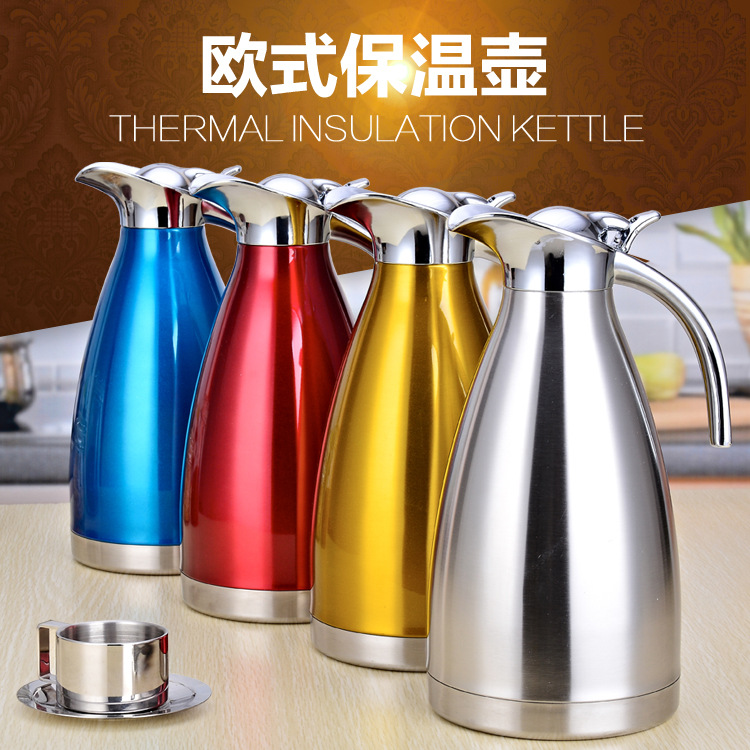 Stainless steel thermo-thermos vacuum two-layer coffeepot home hotel european-style cold and hot water bottle gift.