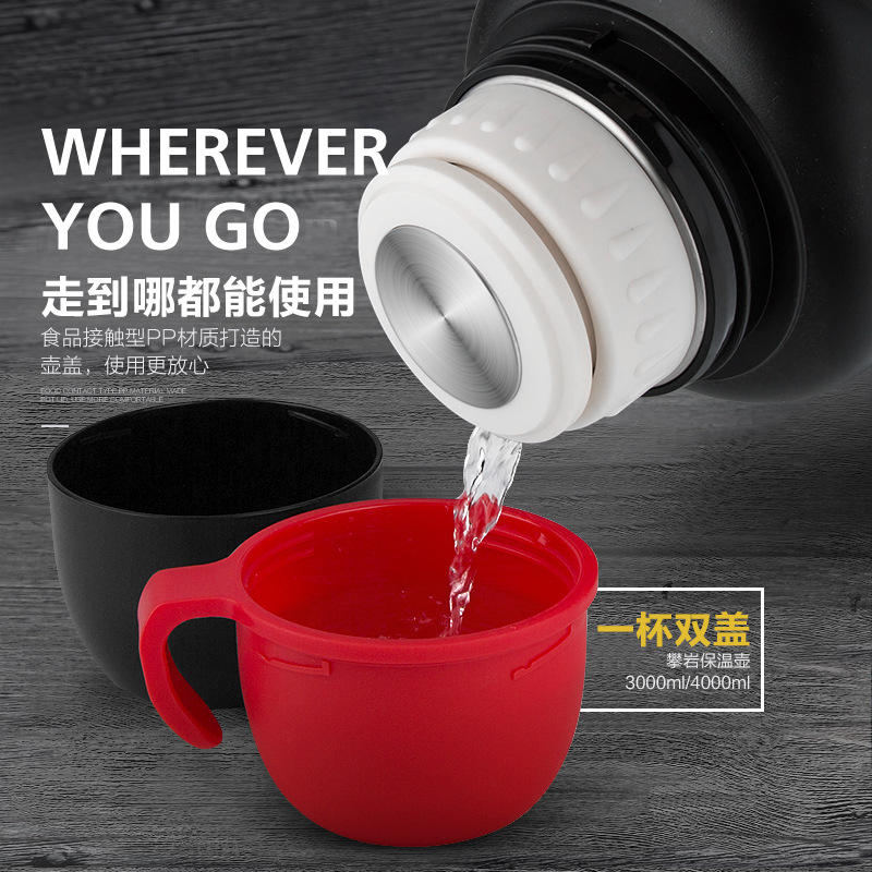 Marching Sports Kettle Outdoor Large Capacity Travel 4L Household Vacuum Cup Car Bottle Stainless Steel Thermo Jug