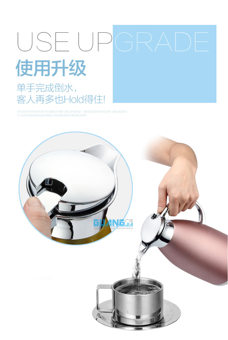 Stainless Steel Vacuum Insulated Pot Household Thermos Thermo European Coffee Pot Cold Water Bottle Cold Insulation Stainless Steel Vacuum Insulated Pot Household Thermos Thermo European Coffee Pot Cold Water Bottle Cold Insulation