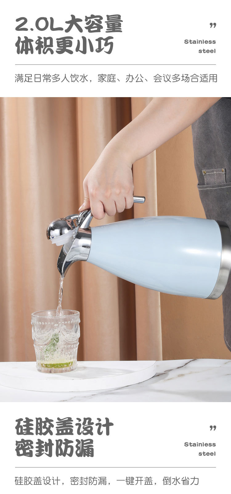 304 Stainless Steel Thermo Jug Double-Layer Vacuum Kettle European-Style Household Coffee Pot Kettle Thermos Bottle Gift 304 Stainless Steel Thermo Jug Double-Layer Vacuum Kettle European-Style Household Coffee Pot Kettle Thermos Bottle Gift