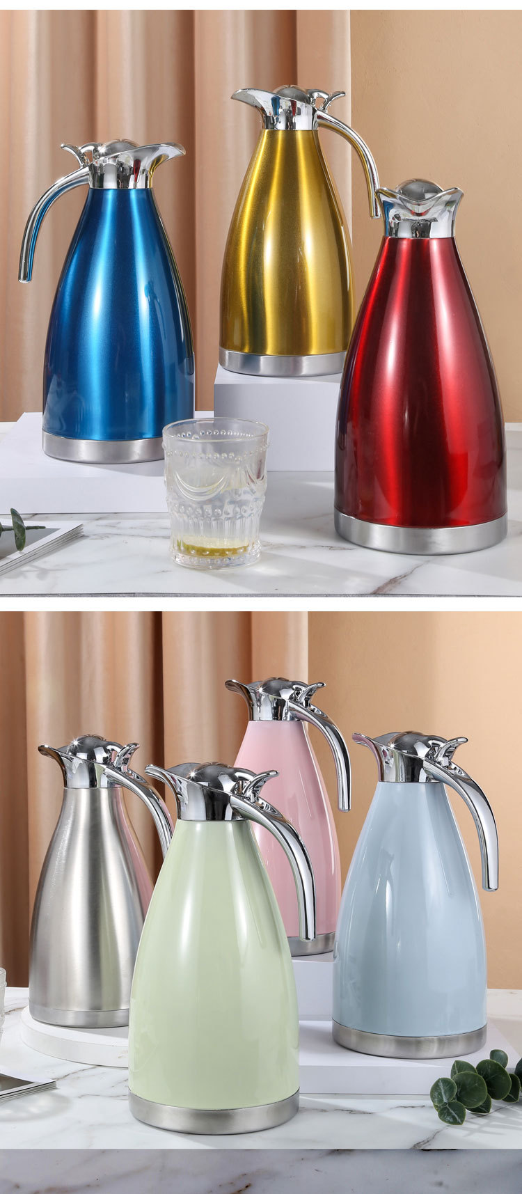 304 Stainless Steel Thermo Jug Double-Layer Vacuum Kettle European-Style Household Coffee Pot Kettle Thermos Bottle Gift 304 Stainless Steel Thermo Jug Double-Layer Vacuum Kettle European-Style Household Coffee Pot Kettle Thermos Bottle Gift