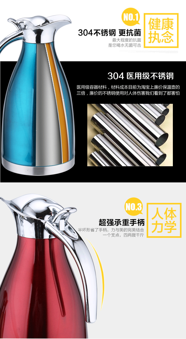 Sells 304 Stainless Steel Thermo Jug DoubleLayer Vacuum Kettle EuropeanStyle Household Coffee Pot Vacuum Bottle Gift
