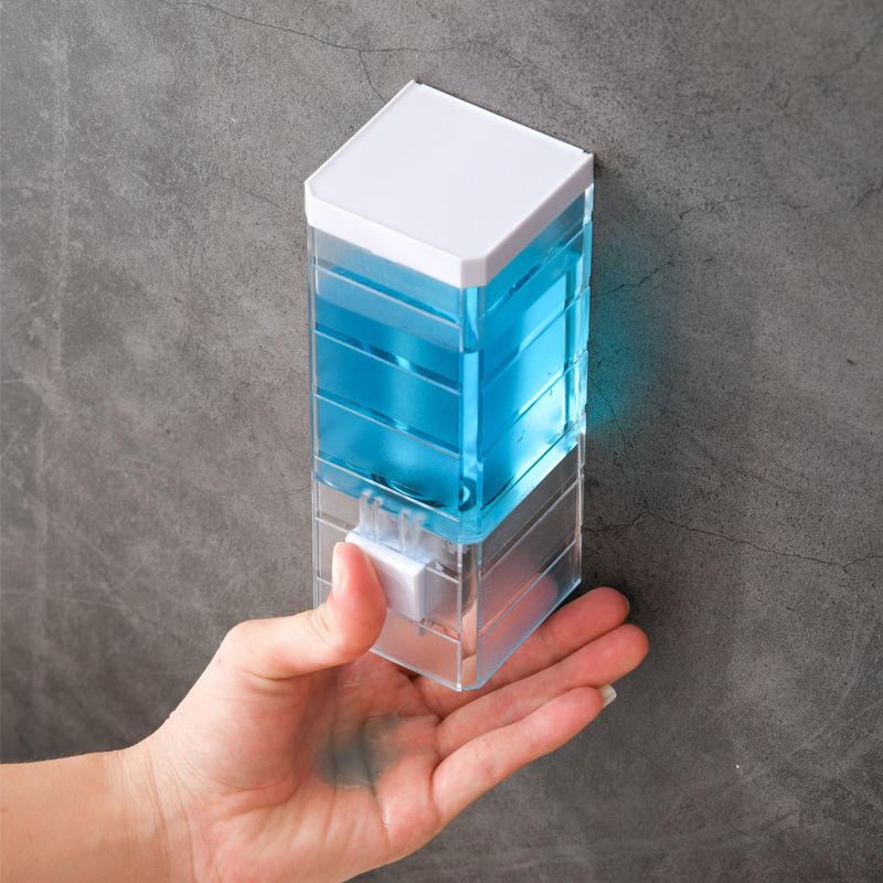 New Home Transparent Wall-Mounted Manual Soap Dispenser Bathroom Hotel Single Head Hand Washing Machine Nail-Free Soap Dispenser