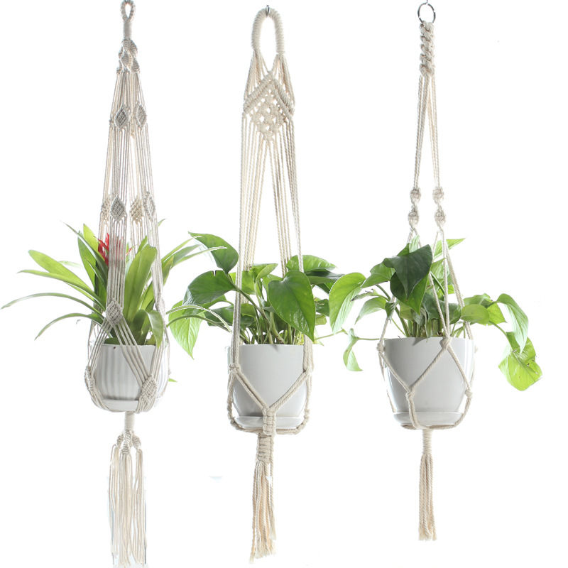 Decorative Natural Green Indoor Decoration Greening Plant Hang Rope Flower Pot Net Pocket Hanger Hanging Net