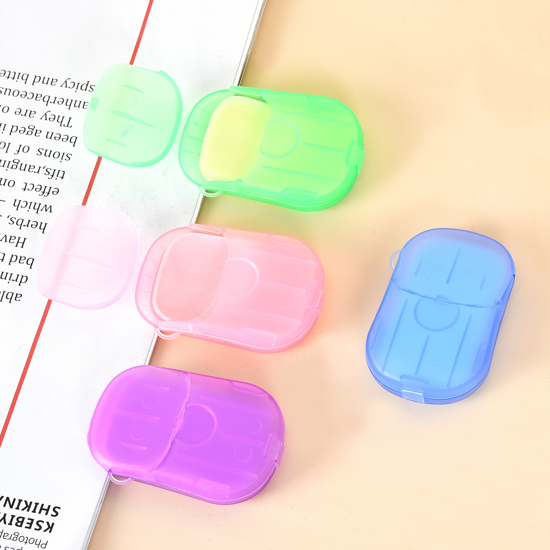 Disposable Portable Hand Washing Tablets Soap Flake Soap Slice Travel Product Paper Soap Cleaning 20 PCs Mouse Box