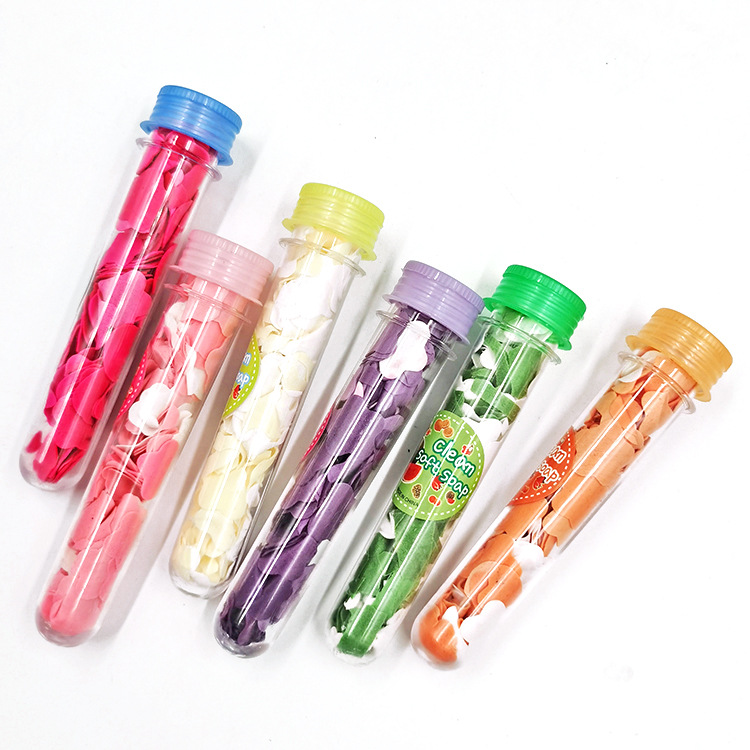Disposable Travel &amp; Outdoor Portable Mini Hand Washing Soap Sheet Soap Flake Bottle Handwashing Paper Test Tube Pattern