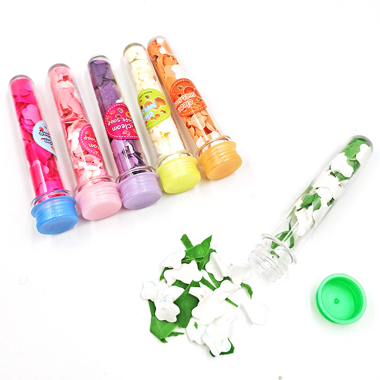 Disposable Travel &amp; Outdoor Portable Mini Hand Washing Soap Sheet Soap Flake Bottle Handwashing Paper Test Tube Pattern