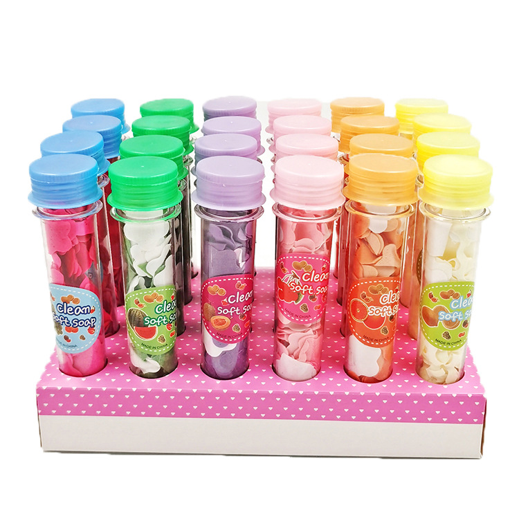 Disposable Travel &amp; Outdoor Portable Mini Hand Washing Soap Sheet Soap Flake Bottle Handwashing Paper Test Tube Pattern