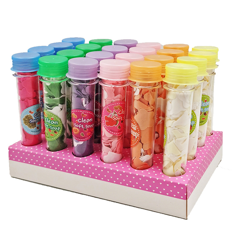 Disposable Travel &amp; Outdoor Portable Mini Hand Washing Soap Sheet Soap Flake Bottle Handwashing Paper Test Tube Pattern