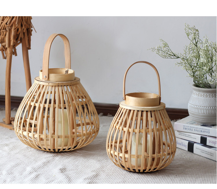 Handmade Bamboo Storm Lantern Candlestick Decoration Lantern Decoration Dining Table Nordic New Chinese Japanese Style Handmade Bamboo Storm Lantern Candlestick Decoration Lantern Decoration Dining Table Nordic New Chinese Japanese Style
