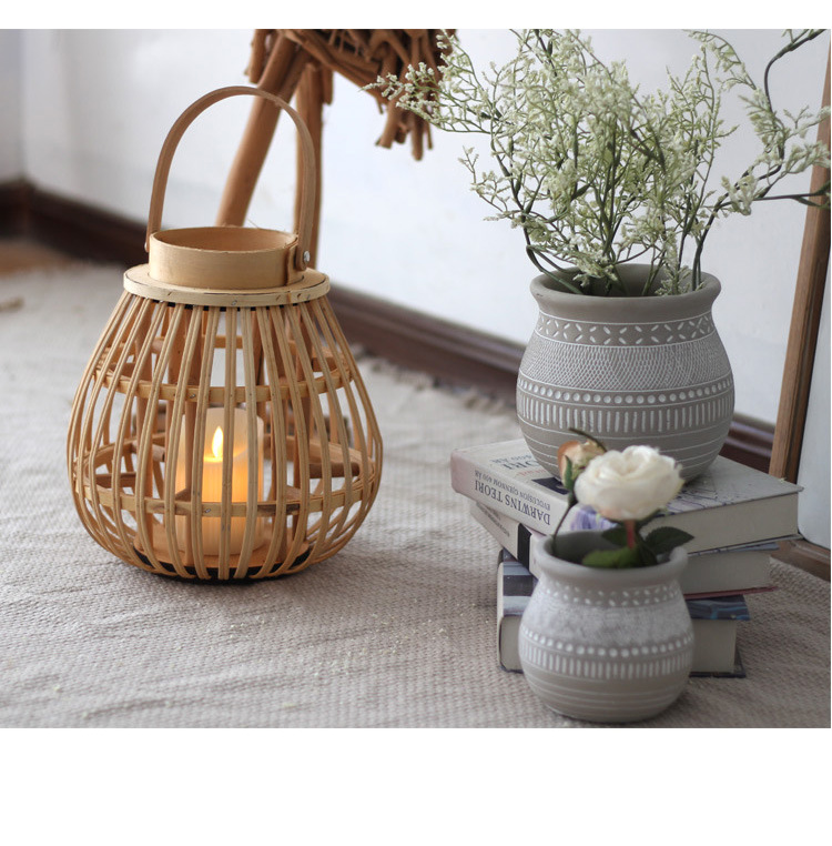 Handmade Bamboo Storm Lantern Candlestick Decoration Lantern Decoration Dining Table Nordic New Chinese Japanese Style Handmade Bamboo Storm Lantern Candlestick Decoration Lantern Decoration Dining Table Nordic New Chinese Japanese Style