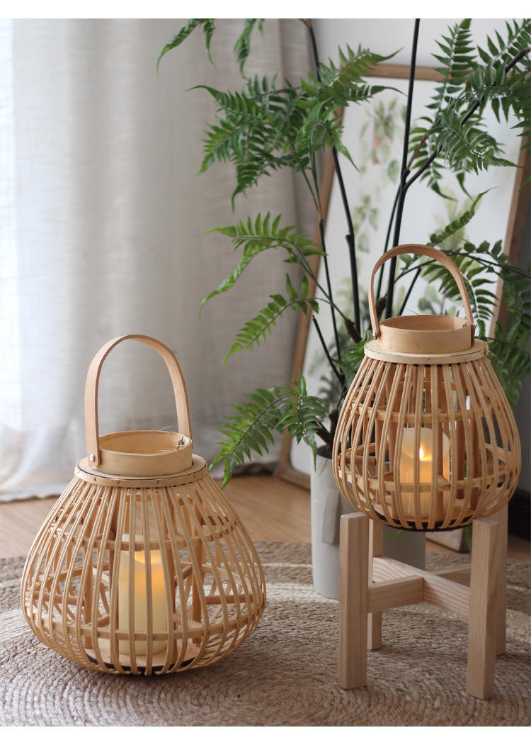 Handmade Bamboo Storm Lantern Candlestick Decoration Lantern Decoration Dining Table Nordic New Chinese Japanese Style Handmade Bamboo Storm Lantern Candlestick Decoration Lantern Decoration Dining Table Nordic New Chinese Japanese Style