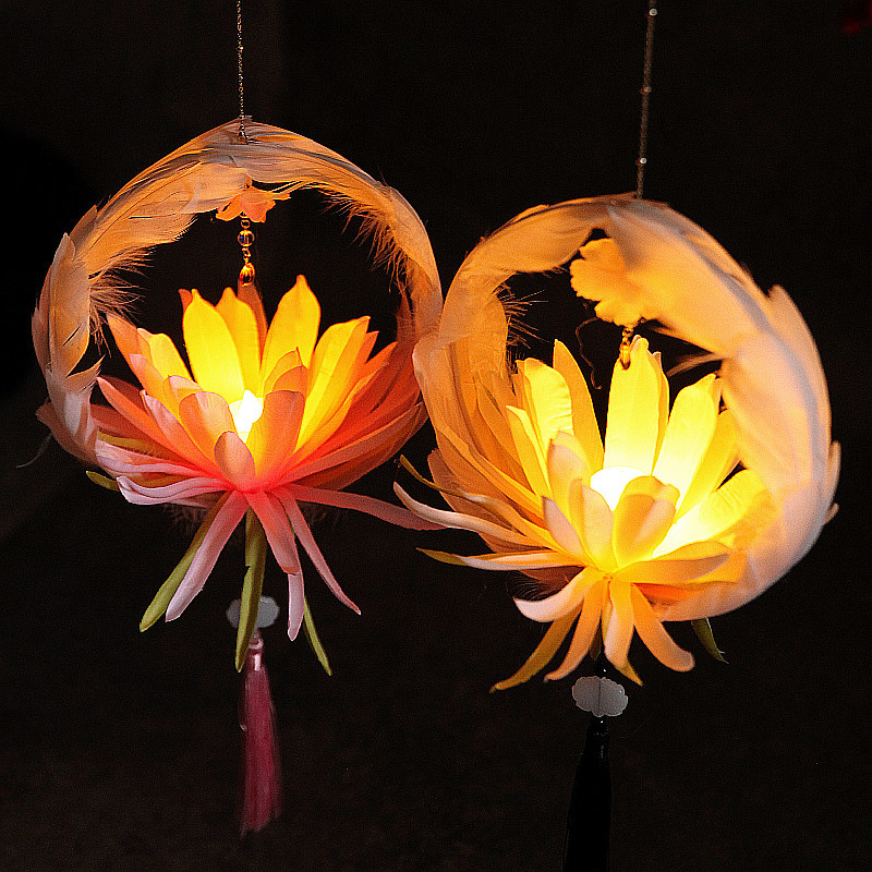 Flower round Bamboo Lamp GD Night Light Mid-Autumn Festival Chinese Clothing Dance Lotus Luminous Lantern Lotus Lantern