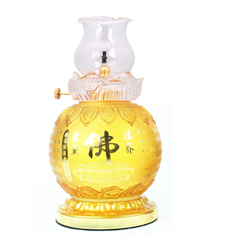 Buddha Worshiping Lamp Chinese Character Fo Lotus Lantern Household Lamp Buddha Lamp Butter Lamp Lotus Lantern