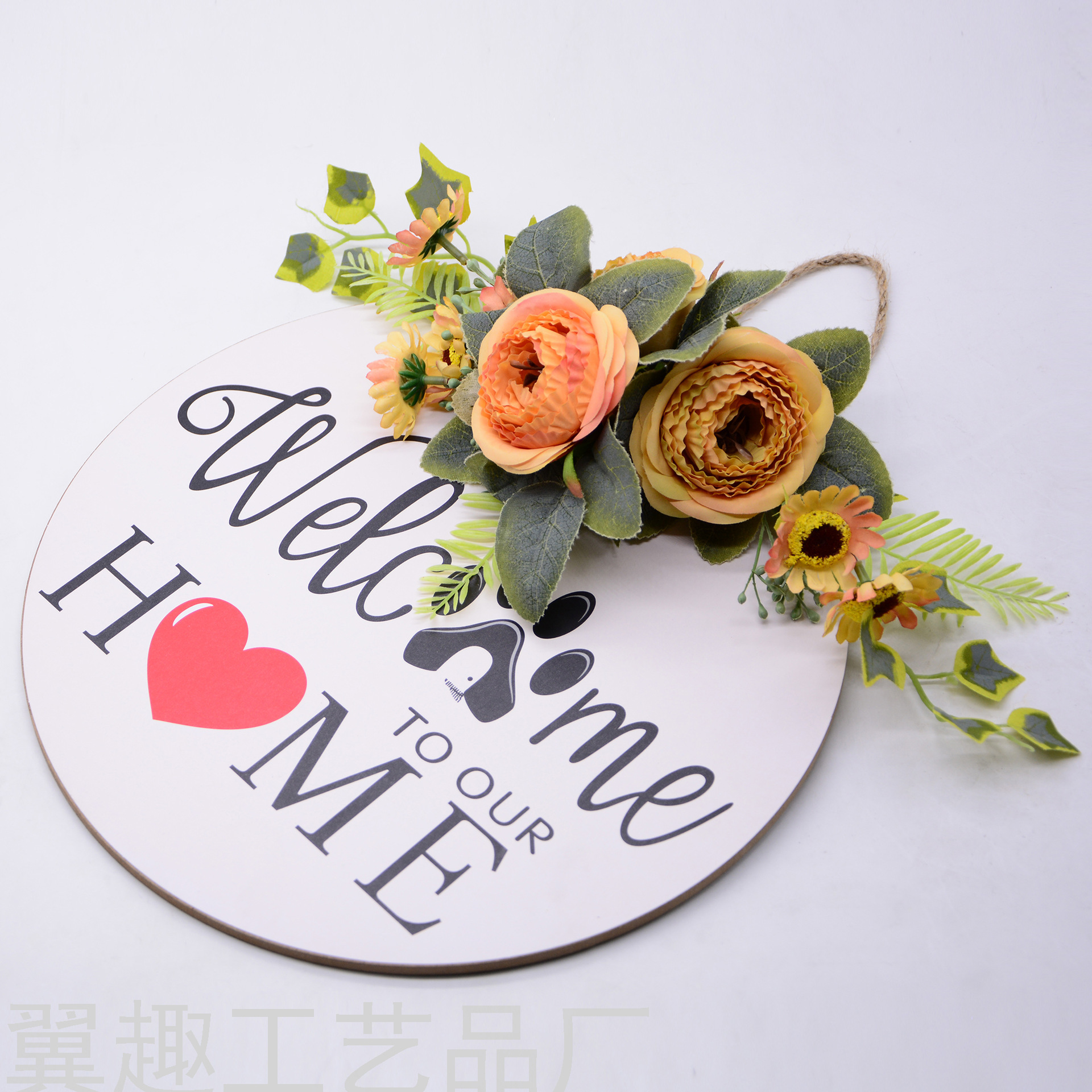 Welcome Wooden Doorplate Home Nordic Ins Home Decorations round Welcome Wooden Board Home
