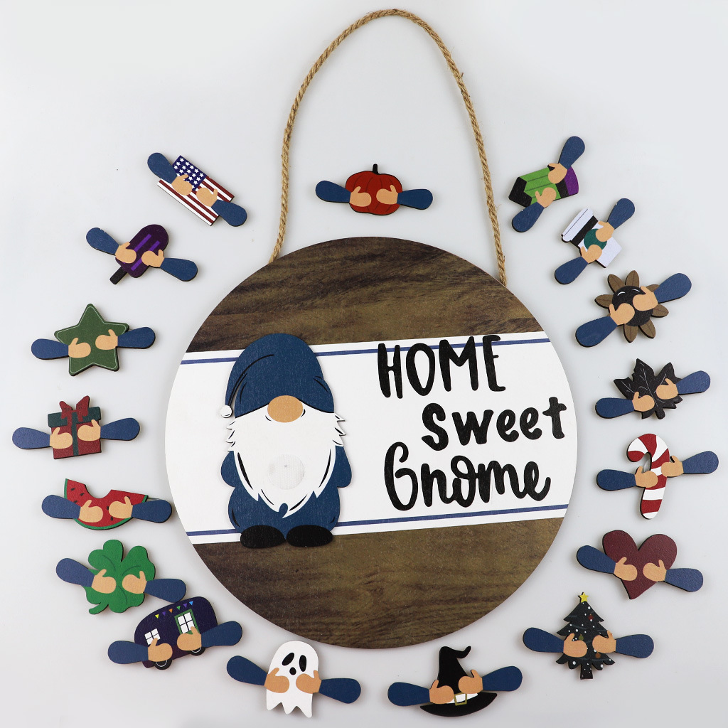 Wooden Doorplate Home Decorations Listing Dwarf Decoration Magnetic Sticker Replacement Accessories Circle Hanging Plate