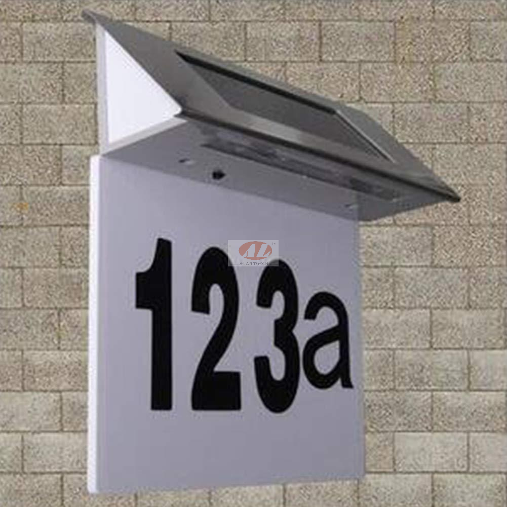 Solar LED Doorplate Lamp Outdoor Waterproof Stainless-Steel Lamps House Number Including Number and Letter Sticker Number Light
