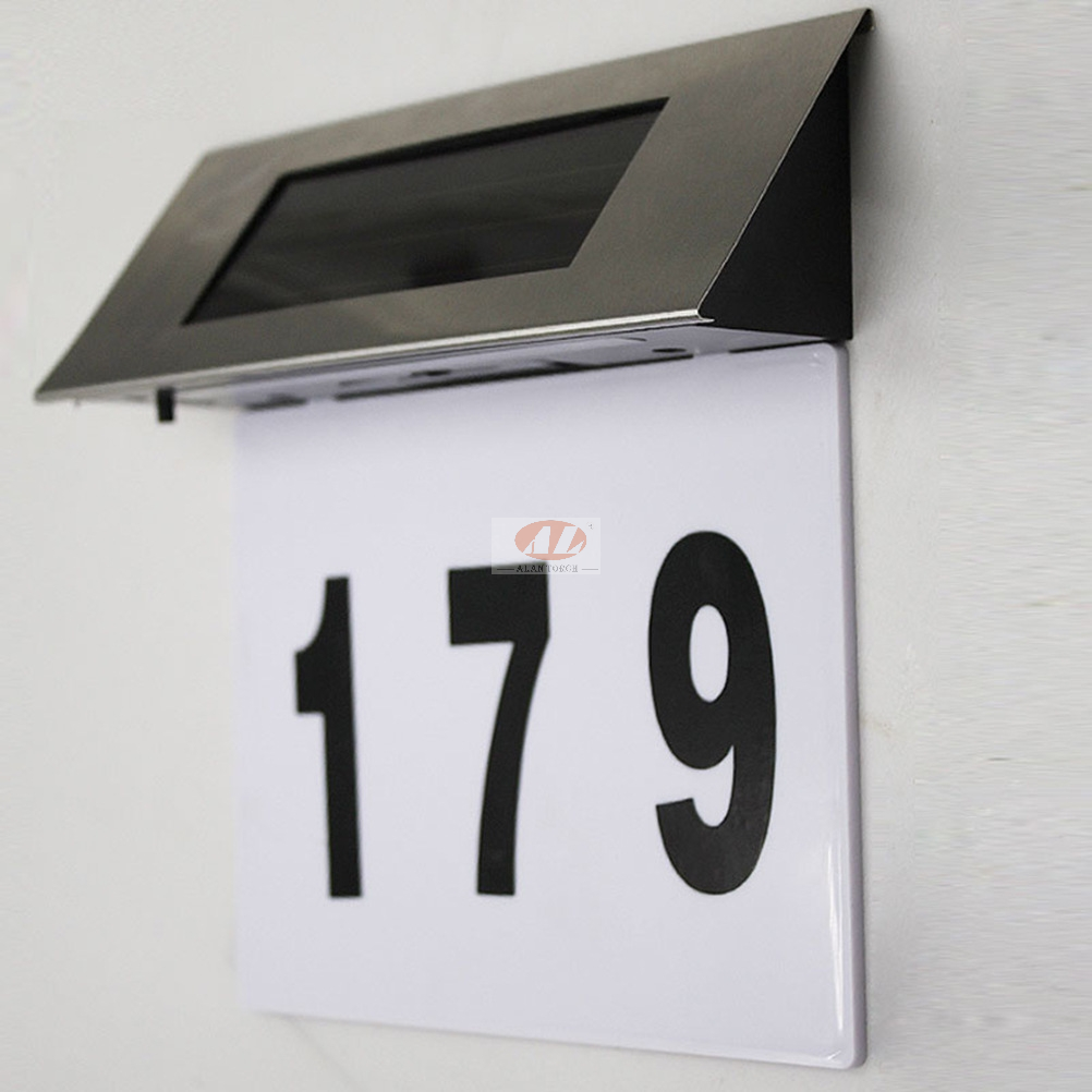 Solar LED Doorplate Lamp Outdoor Waterproof Stainless-Steel Lamps House Number Including Number and Letter Sticker Number Light