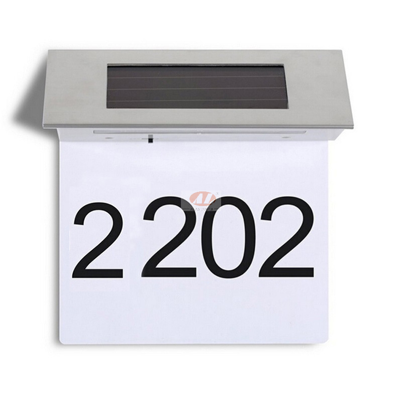 Solar LED Doorplate Lamp Outdoor Waterproof Stainless-Steel Lamps House Number Including Number and Letter Sticker Number Light