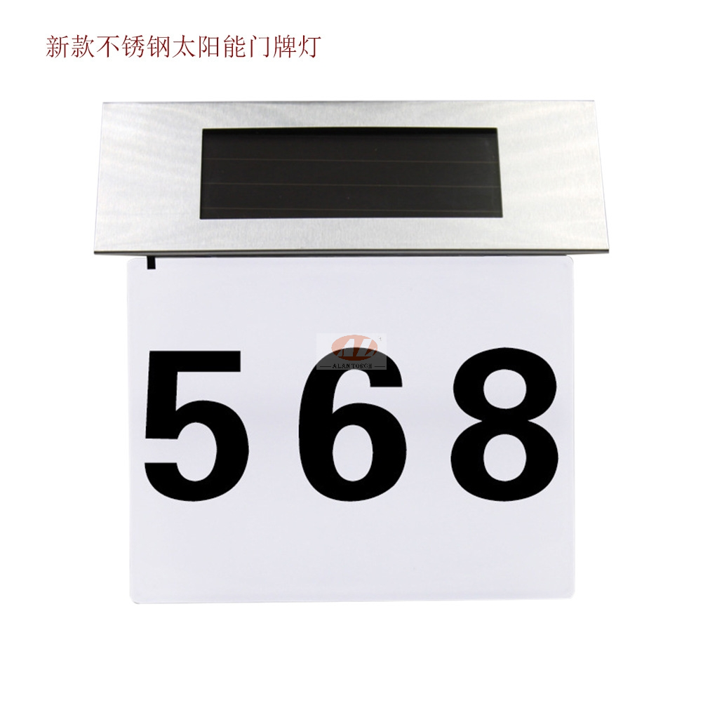 Solar LED Doorplate Lamp Outdoor Waterproof Stainless-Steel Lamps House Number Including Number and Letter Sticker Number Light