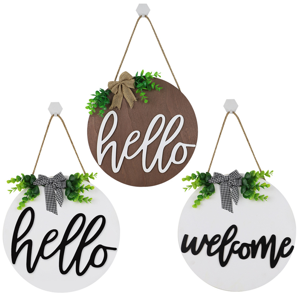Country Style Welcome Front Door Mural Wall Decoration Wooden Ring Welcome Board Cross-Border E-Commerce Wooden Doorplate Spot Goods Country Style Welcome Front Door Mural Wall Decoration Wooden Ring Welcome Board Cross-Border E-Commerce Wooden Doorplate Spot Goods