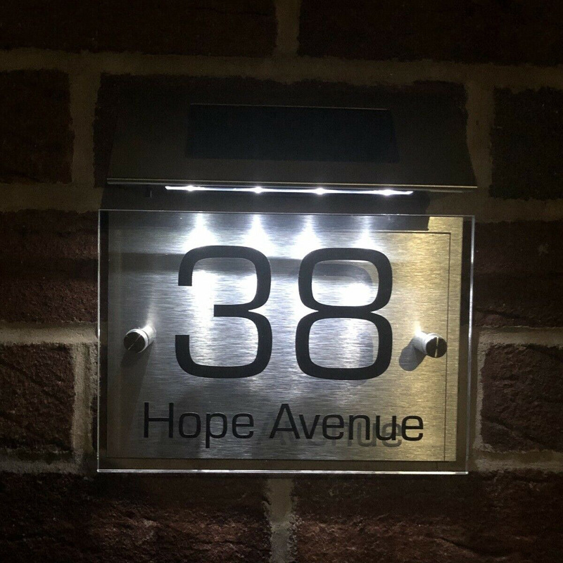 New Solar Powered Doorplate Light Address Indication Number Plate LED Light Control Digital House Number New Solar Powered Doorplate Light Address Indication Number Plate LED Light Control Digital House Number